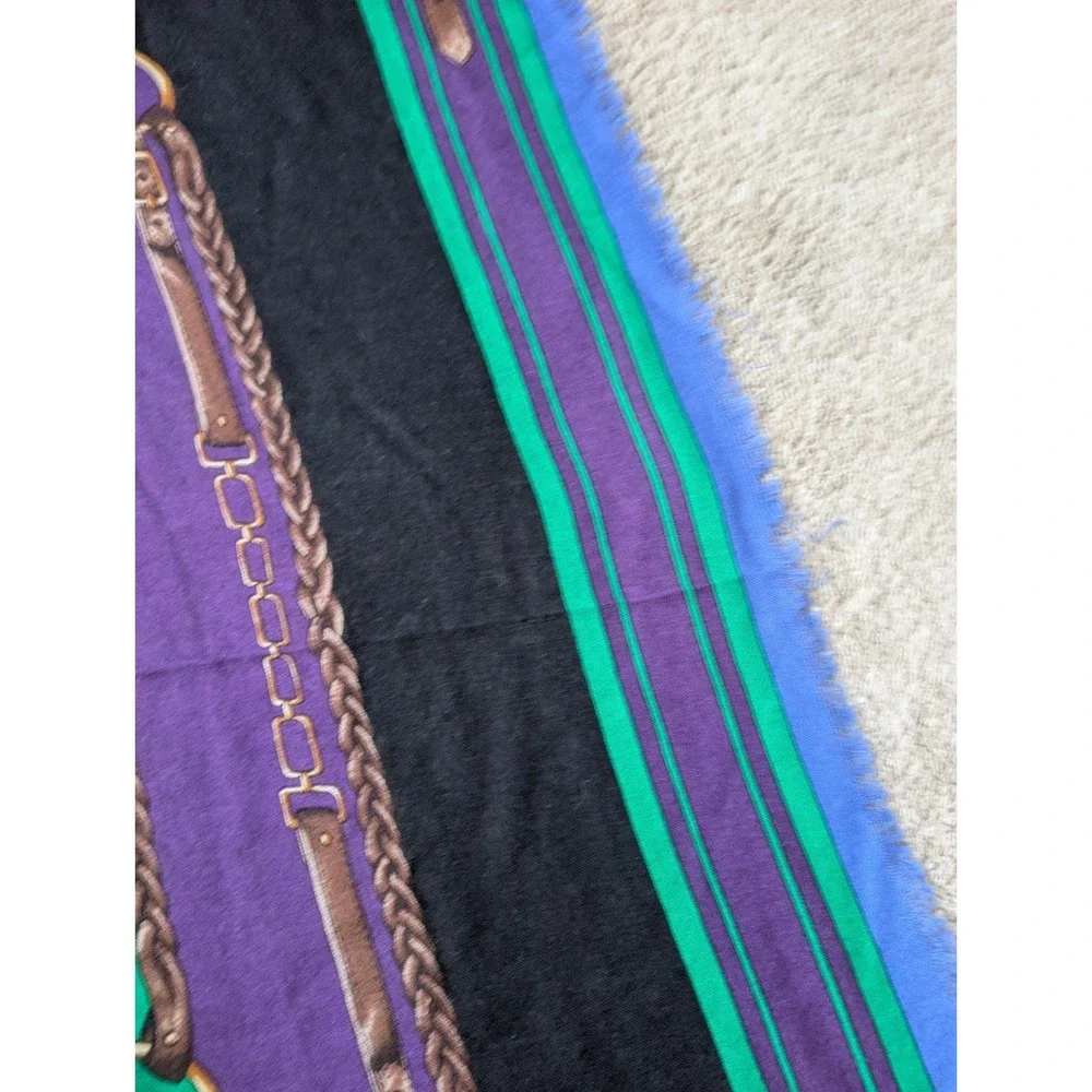 Vintage Lauren Ralph Lauren‎ Silk Scarf *HOLES Equestrian Belt Crest 40